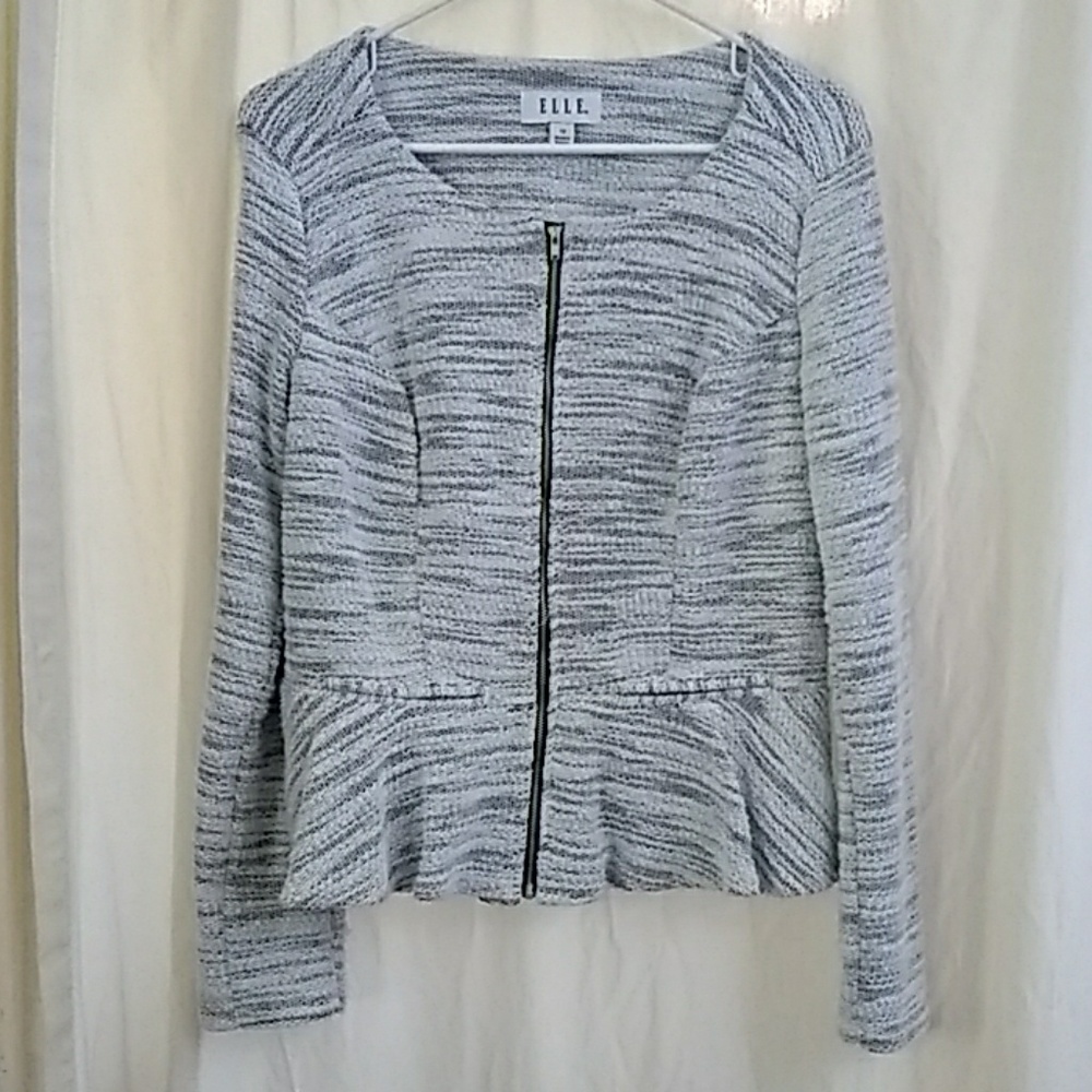 Elle size 12 white and black blazer